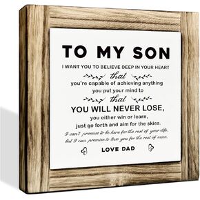 Gift to Son from Dad, Inspirational Decor Sign, Decorative Plaque Box Sign, Meaningful Saying Sign Gift for Son, Son Graduation Gift, Adult Birthday Gift for Son from Dad, Son Christmas Gift