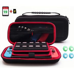 BGGCHEECA GO-L Hard Carrying Shell Case Compatible with Switch/Switch OLED, with 19 Game Card Slots and 2 Micro SD Card Slots, Portable Travel Carry Case, with 4 Thumb Grip Caps. (Black/Red) in Kuwait