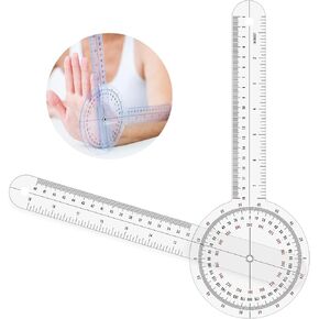 12 Inch Goniometer, 360° Clear Motion Measurement Angle Ruler, Physical Therapy Goniometer Tool for Body Measuring Tape Goniometer Ruler