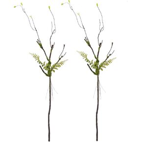 2Pcs 100cm/39in Artificial Cherry Blossom Trees Branches Natural Garland Wood Twigs Bendable Vine Trunk Silk Plants with Moss for Wall Hanging Photo Home Room Garden Reptile Decoration