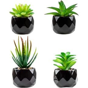 4pcs Succulents Artificial Plants in Pots Small Fake Plants Mini Artificial Greenery for Home Bathroom Desk Office Indoor Room Farmhouse Decorations