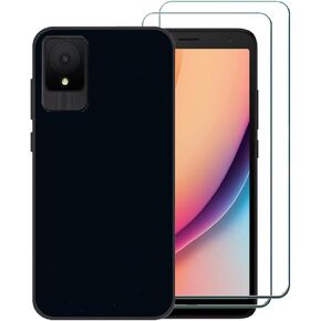 for TCL K11 Phone Case with Screen Protector, TCL K11 T432W Case, TCL T432W Case, Black Slim Thin Flexible TPU Case with Screen Protector Shock Absorbing Silicone Rubber Case for TCL K11 T432W