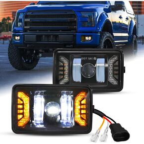 Auxbeam New Upgraded LED Fog Lights Lamp for Ford F150 2015-2020, 50W 200% Brighter with DRL&Turn Signal DOT Approved Waterproof Assembly Kit - Black