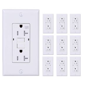 [10 Pack] LGL 20Amp 125V GFCI Duplex Self-Test Receptacle Outlet, Tamper Resistant, Weather Resistant, UL listed, 2 LED Indicator Lights, End-of-Life Alarm, Indoor and Outdoor Outlets, White