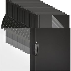 Teling 48 Pcs Clear Report Covers with Clip Plastic Presentation Covers 9.4 x 11.8 Inches Presentation Folders Paper Binder for Classroom Business Files Document School Office (Black)