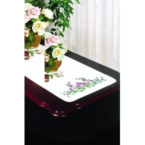 Tobin Stamped Dresser Scarf, Meadow Flowers, 14" x 39" Embroidery Kit