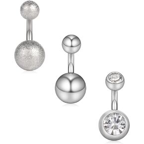 Ruifan 14G 6mm 1/4 Inch 316L Surgical Steel Short Belly Earring Navel Button Rings 3-5PCS