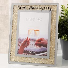 Celebrations Crystal Border Frame 5" X 7" - 50th Anniversary