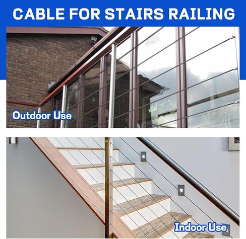 THYSSEN 500FT T316 1/8 "كابل أسود من الفولاذ المقاوم للصدأ 7 × 7 خيوط بناء مقاوم للاهتراء، مضاد للأكسدة مناسب للدرابزين، سطح السفينة، أجهزة درابزين الكابلات، كابل سلك حبل الطائرة للتعليق in Kuwait