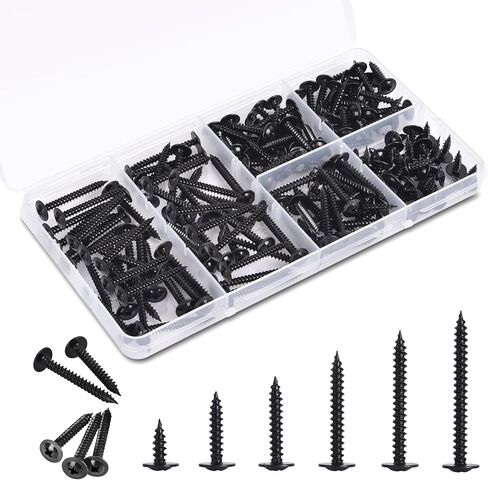 ALLWIN #8 Black Wood Screws Assortment Kit - 140 Pcs Modified Truss Head Wood Screws, Small Wood Screws - 1/2", 3/4", 1", 1-1/4", 1-1/2", 2" in Saudi Arabia