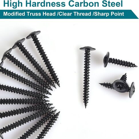ALLWIN #8 Black Wood Screws Assortment Kit - 140 Pcs Modified Truss Head Wood Screws, Small Wood Screws - 1/2", 3/4", 1", 1-1/4", 1-1/2", 2" in Saudi Arabia