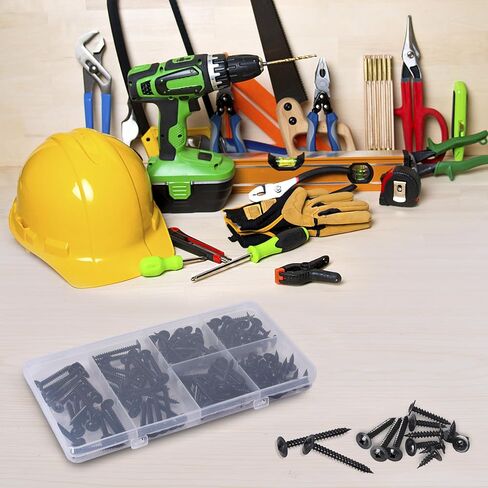 ALLWIN #8 Black Wood Screws Assortment Kit - 140 Pcs Modified Truss Head Wood Screws, Small Wood Screws - 1/2", 3/4", 1", 1-1/4", 1-1/2", 2" in Saudi Arabia