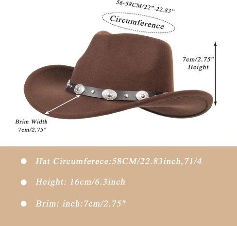 INOGIH Women Men Western Cowboy Cowgirl Hat Fedora with Pull-on Closure Outdoor Wide Brim Fedora Hat in Kuwait
