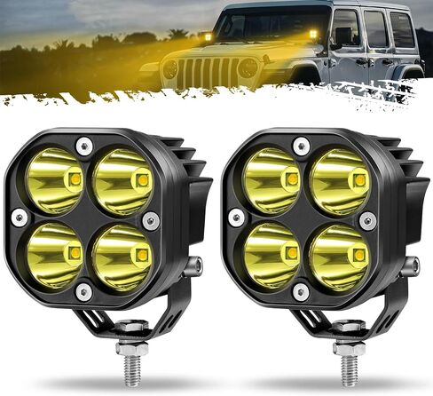partsam 3 بوصة القرون الصفراء الضباب الخفيف، 30 واط مكعبات مقاومة للماء الطرق الوعرة كري LED القرون بقعة أضواء الخندق الفيضانات، مربع أضواء الطريق على الطرق الوعرة لشاحنة بيك اب سيارات الدفع الرباعي ATV UTV قارب رافعة شوكية 4x4 دراجة نارية، حزمة من 2 in Saudi Arabia