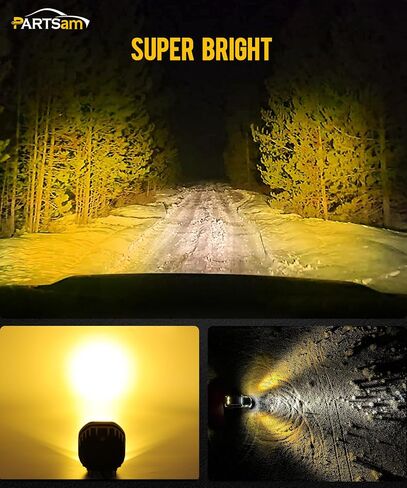 partsam 3 بوصة القرون الصفراء الضباب الخفيف، 30 واط مكعبات مقاومة للماء الطرق الوعرة كري LED القرون بقعة أضواء الخندق الفيضانات، مربع أضواء الطريق على الطرق الوعرة لشاحنة بيك اب سيارات الدفع الرباعي ATV UTV قارب رافعة شوكية 4x4 دراجة نارية، حزمة من 2 in Saudi Arabia