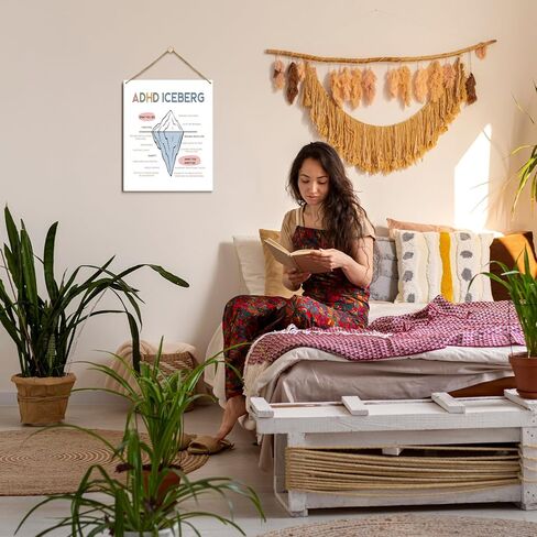 ديكور المنزل لوحة خشبية لافتة تعليق على الحائط، ADHD جبل جليدي، الصحة العقلية العلاج الملون استشارات مكتب ديكور باب خشبي معلق لافتة (قطعة واحدة)، هدية فنية تحفيزية للعطلات للدراسة المدرسية -21 in Kuwait