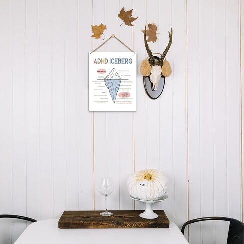 ديكور المنزل لوحة خشبية لافتة تعليق على الحائط، ADHD جبل جليدي، الصحة العقلية العلاج الملون استشارات مكتب ديكور باب خشبي معلق لافتة (قطعة واحدة)، هدية فنية تحفيزية للعطلات للدراسة المدرسية -21 in Kuwait