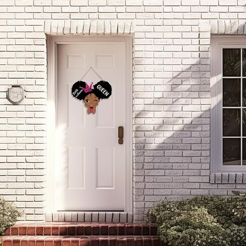 علامة ديكور الباب السحري للفتاة السوداء، لوحة معلقة من الخشب للفتاة السوداء للمنزل وغرفة النوم وغرفة المعيشة، علامة ملكة الميلانين الصغيرة لمنزل المزرعة in Kuwait