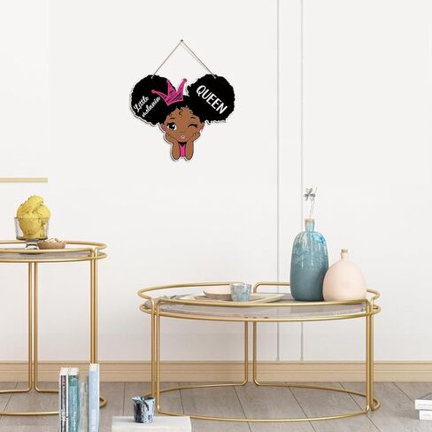 علامة ديكور الباب السحري للفتاة السوداء، لوحة معلقة من الخشب للفتاة السوداء للمنزل وغرفة النوم وغرفة المعيشة، علامة ملكة الميلانين الصغيرة لمنزل المزرعة in Kuwait