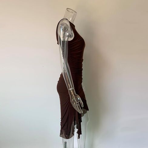 المرأة كشكش هيم مثير Ruched Bodycon الصيف شبكة تانك فستان حفلة كلوبوير in Saudi Arabia