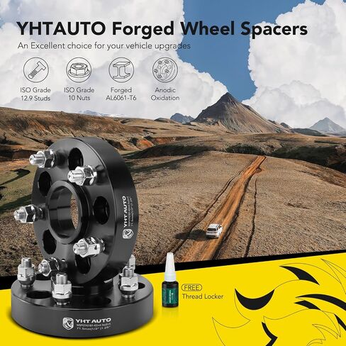 محولات عجلة مركزية YHTAUTO 5x4.5 إلى 5x5 مقاس 1.25 بوصة تناسب XJ ZJ KJ KK YJ TJ Jeep Wrangler، Grand Cherokee، Cherokee، Mustang، Ranger، Explorer، فواصل الإطارات مع 1/2"-20 مسامير، تجويف محور 71.5 مم in Saudi Arabia