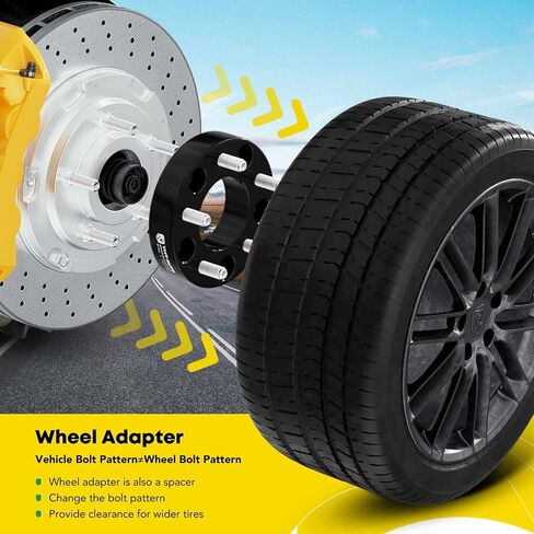 محولات عجلة مركزية YHTAUTO 5x4.5 إلى 5x5 مقاس 1.25 بوصة تناسب XJ ZJ KJ KK YJ TJ Jeep Wrangler، Grand Cherokee، Cherokee، Mustang، Ranger، Explorer، فواصل الإطارات مع 1/2"-20 مسامير، تجويف محور 71.5 مم in Saudi Arabia