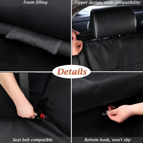 غطاء مقعد خلفي للأطفال والكلاب، غطاء مقعد خلفي مقاوم للماء، غطاء مقعد خلفي أكسفورد للسيارة، واقي مقعد خلفي عالمي مناسب للسيارات وسيارات الدفع الرباعي والشاحنات والشاحنات الصغيرة (M، أسود) in Kuwait