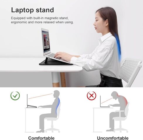 حقيبة كمبيوتر محمول من نيلكين مع حامل كمبيوتر محمول، حقيبة كمبيوتر مقاومة للصدمات مقاس 13-14 بوصة مع لوحة ماوس لجهاز MacBook Pro مقاس 13 بوصة وماك بوك إير، XPS 13، Surface Book 13.5 بوصة، iPad Pro 12.9 بوصة، نسيج أسود in Kuwait