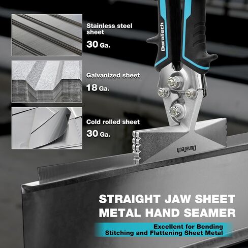 DURATECH 3 Inch Sheet Metal Bender, Hand Seamers Sheet Metal Tools with Ergonomic TPR Handle, Straight Jaw Metal Bending Pliers for Bending, Seaming and Flattening Metal in Saudi Arabia