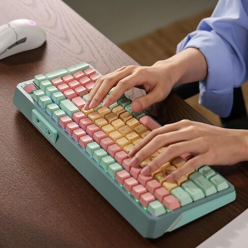 لوحة مفاتيح ألعاب RGB ميكانيكية لاسلكية من Cooler Master MK770 Macaron، Kailh Box V2 Click White Switchs، هيكل الحشية، قابل للتبديل السريع، Bluetooth|2.4 جيجا هرتز، قرص باللمس ثلاثي الاتجاهات، QWERTY (MK-770-MCKW1-US) in Saudi Arabia