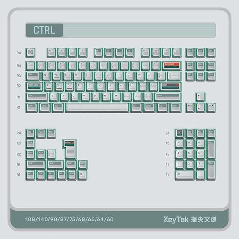 Keytok CTRL Tri-Side Transparent PBT-PC Keycap Set (Mint) in Kuwait