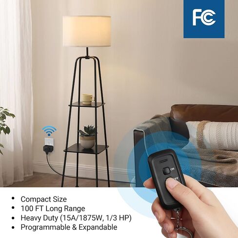 DEWENWILS Indoor Remote Control Outlet, Wireless Remote Light Switch, No Interference Remote Outlet Switch, No Wiring, 15A/1875W, 100ft RF Range, Compact Design, Programmable in Saudi Arabia