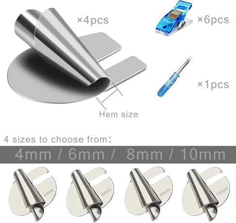 مجموعة قدم حاشية ملفوفة للخياطة 4 قطع (4/6/8/10 مم)، ملحقات ماكينة الخياطة العالمية قدم ضاغط بحاشية ملفوفة، أداة خياطة للمنزل والصناعي in Kuwait