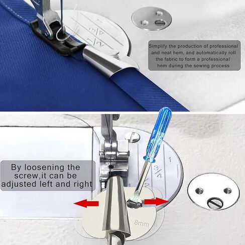 مجموعة قدم حاشية ملفوفة للخياطة 4 قطع (4/6/8/10 مم)، ملحقات ماكينة الخياطة العالمية قدم ضاغط بحاشية ملفوفة، أداة خياطة للمنزل والصناعي in Kuwait