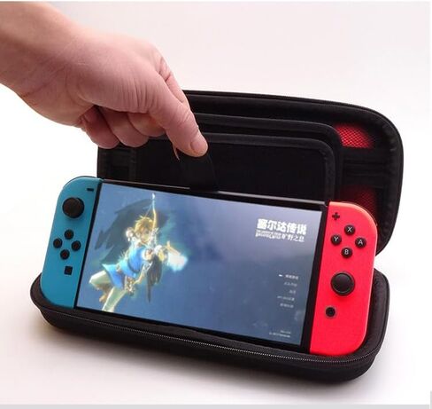 BGGCHEECA GO-L Hard Carrying Shell Case Compatible with Switch/Switch OLED, with 19 Game Card Slots and 2 Micro SD Card Slots, Portable Travel Carry Case, with 4 Thumb Grip Caps. (Black/Red) in Kuwait