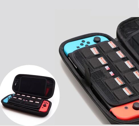 BGGCHEECA GO-L Hard Carrying Shell Case Compatible with Switch/Switch OLED, with 19 Game Card Slots and 2 Micro SD Card Slots, Portable Travel Carry Case, with 4 Thumb Grip Caps. (Black/Red) in Kuwait