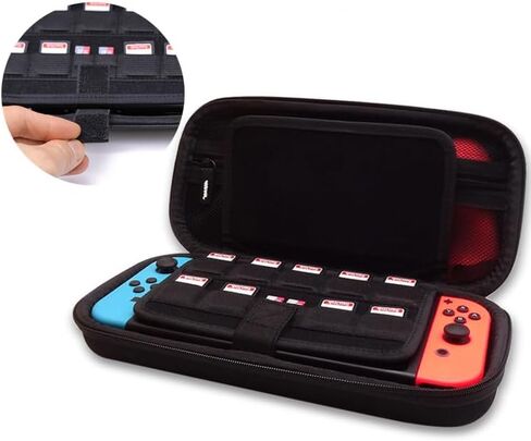 BGGCHEECA GO-L Hard Carrying Shell Case Compatible with Switch/Switch OLED, with 19 Game Card Slots and 2 Micro SD Card Slots, Portable Travel Carry Case, with 4 Thumb Grip Caps. (Black/Red) in Kuwait