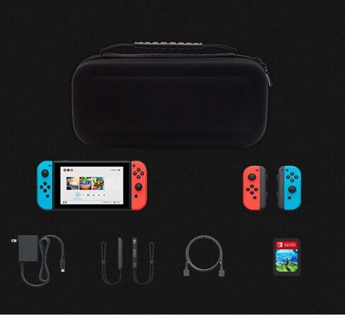 BGGCHEECA GO-L Hard Carrying Shell Case Compatible with Switch/Switch OLED, with 19 Game Card Slots and 2 Micro SD Card Slots, Portable Travel Carry Case, with 4 Thumb Grip Caps. (Black/Red) in Kuwait