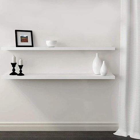 InPlace Shelving, 9604670E, Low Profile Wall Shelf with Invisible Brackets, 48 Inch Width x 7.75 Inch Depth x 1.25 Inch Height, Set of 4, White in Saudi Arabia