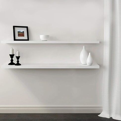 InPlace Shelving, 9604670E, Low Profile Wall Shelf with Invisible Brackets, 48 Inch Width x 7.75 Inch Depth x 1.25 Inch Height, Set of 4, White in Saudi Arabia