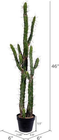Vickerman Everyday 18" Indoor Artificial Green Cactus in Cement Pot - Pre-Made Potted Cactus - Durable Plastic Plant in Cement Pot - Maintenance Free in Saudi Arabia