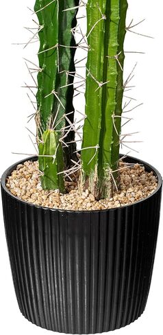 Vickerman Everyday 18" Indoor Artificial Green Cactus in Cement Pot - Pre-Made Potted Cactus - Durable Plastic Plant in Cement Pot - Maintenance Free in Saudi Arabia