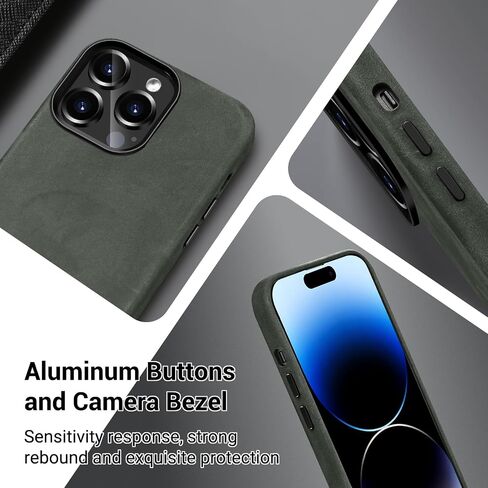 Belemay Compatible with iPhone 12 Pro Max Leather Case Magsafe-Top Grain Vintage Crazy Horse Leather-Metal Buttons Camera Bezel-Slim Fit-Precision Crafted Premium Phone Cover (6.7-inch)-Retro Brown in Saudi Arabia