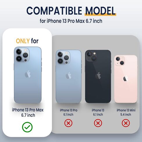 حافظة Goton Armor لهاتف iPhone 13 Pro Max مع حامل مع غطاء كاميرا منزلق ومسند عسكري مقاوم للصدمات شديد التحمل مع حامل مغناطيسي للسيارة لهاتف iPhone 13 Pro Max 6.7 أزرق in Kuwait