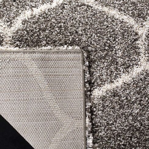 SAFAVIEH Hudson Shag Collection Area Rug - 8' x 10', Grey & Ivory, Moroccan Ogee Trellis Design, Non-Shedding & Easy Care, 2-inch Thick Ideal for High Traffic Areas in Living Room, Bedroom (SGH280B) in Saudi Arabia