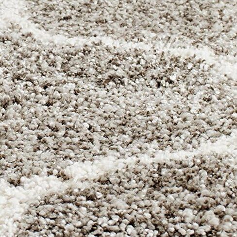 SAFAVIEH Hudson Shag Collection Area Rug - 8' x 10', Grey & Ivory, Moroccan Ogee Trellis Design, Non-Shedding & Easy Care, 2-inch Thick Ideal for High Traffic Areas in Living Room, Bedroom (SGH280B) in Saudi Arabia