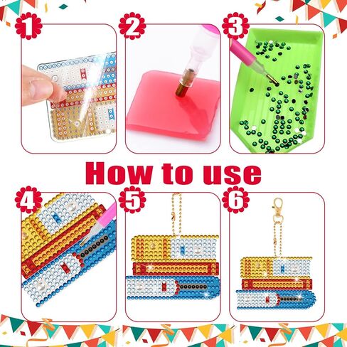 Batiyeer 15 قطعة العودة إلى المدرسة الماس اللوحة المفاتيح للأطفال الكبار موسم المدرسة 5D DIY الماس اللوحة الفن سلسلة المفاتيح ديكور سلسلة المفاتيح صنع عدة الماس حلقة رئيسية الماس الحلي الاكسسوارات الحرفية in Kuwait