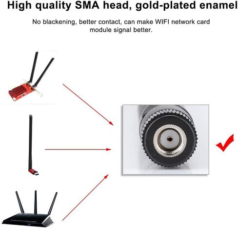 Socobeta 2PCS IPX4 Network Card Cable M.2/NGFF Network Card Cable and 2X 6DBi Antenna for 9260NGW /7265AC/9650AC /BCM94360 in Saudi Arabia