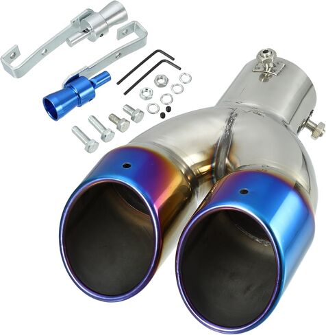 Motoforti Universal Car Straight Exhaust Tip Muffler Tailpipe, 2.5 Inch Inlet 3.14 Inch Outlet, Durable, Stainless Steel, Burnt Blue, 1 Set in Saudi Arabia