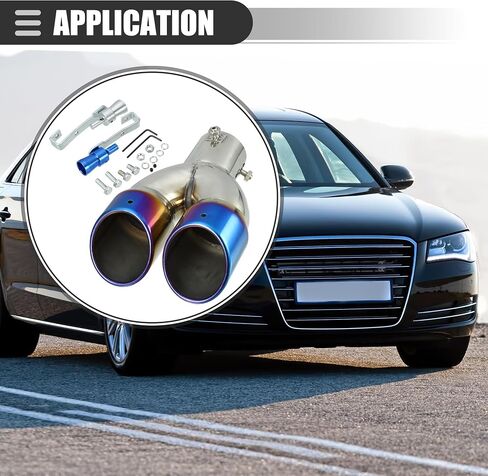 Motoforti Universal Car Straight Exhaust Tip Muffler Tailpipe, 2.5 Inch Inlet 3.14 Inch Outlet, Durable, Stainless Steel, Burnt Blue, 1 Set in Saudi Arabia